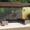 vidaXL 9-tlg. Garten-Lounge-Set mit Kissen Poly Rattan Dunkelgrau