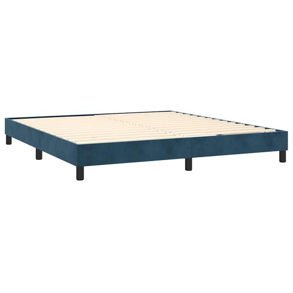 vidaXL Boxspringbett mit Matratze Dunkelblau 160x200 cm Samt
