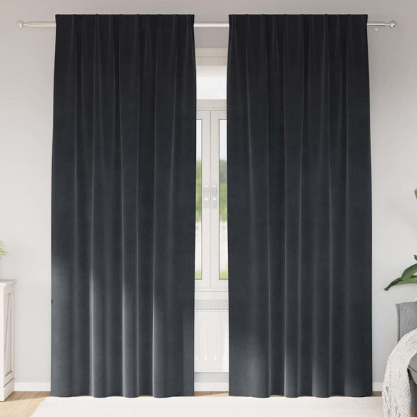 vidaXL Verdunkelungsvorh&auml;nge 2 pcs Dunkelgrau 140 x 245 cm Samt