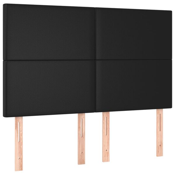 vidaXL LED Kopfteil Schwarz 144x5x118/128 cm Kunstleder