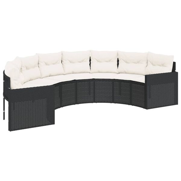 vidaXL 3-tlg. Garten-Sofagarnitur Halbrund Schwarz Poly-Rattan