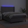 vidaXL Boxspringbett mit Matratze & LED Grau 140x190 cm Kunstleder
