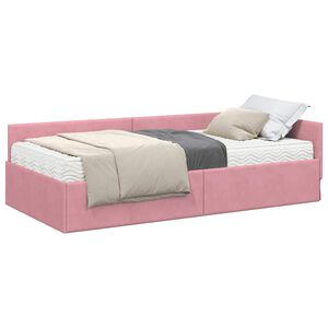 vidaXL Eckbettgestell mit Matratze Sonstiges 2 pcs Grau Samt
