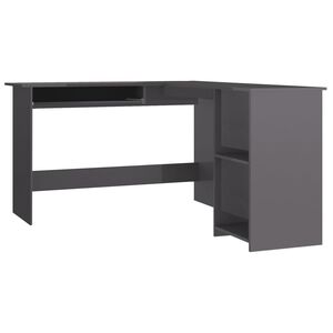 vidaXL Eckschreibtisch in L-Form Hochglanz-Grau 120&times;140&times;75 cm