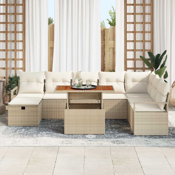 vidaXL Garten-Sofa-Set 9 pcs Beige Poly-Rattan
