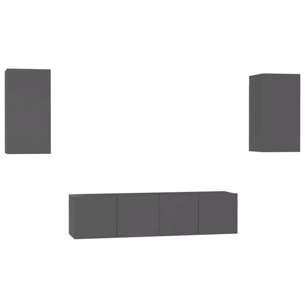 vidaXL 4-tlg. TV-Schrank-Set Grau Holzwerkstoff