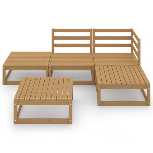 vidaXL 5-tlg. Garten-Lounge-Set Honigbraun Massivholz Kiefer