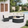 vidaXL 3-tlg. Garten-Sofagarnitur Halbrund Schwarz Poly-Rattan