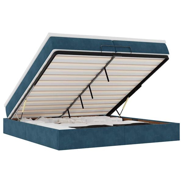 vidaXL Ottoman-Bett mit Matratzen Dunkelblau 200x200 cm Samt