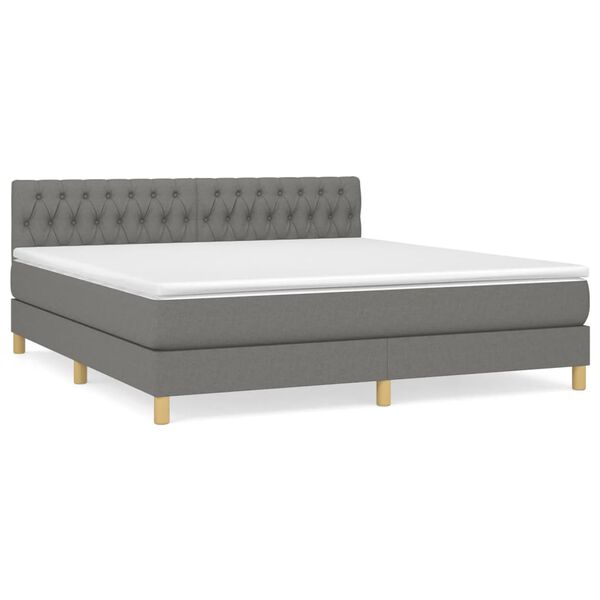 vidaXL Boxspringbett mit Matratze Dunkelgrau 180x200 cm Stoff
