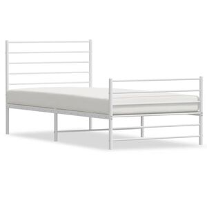 vidaXL Bettgestell mit Kopf- und Fu&szlig;teil Metall Wei&szlig; 90x190 cm