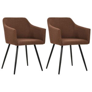 vidaXL Esszimmerst&uuml;hle 2 Stk. Braun Stoff