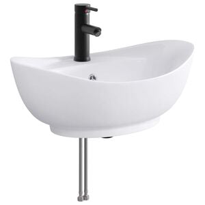 vidaXL Waschbecken mit Wasserhahn und Abfluss Matt Schwarz