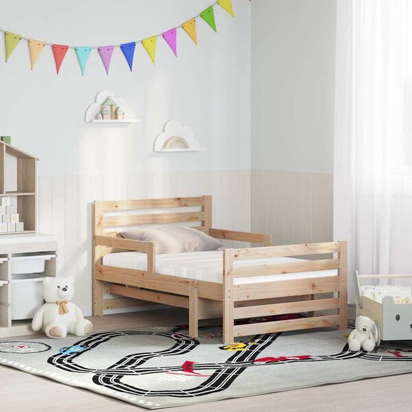 vidaXL Bettrahmen mit Matratze Braun 80 x 200 cm Massives Kiefernholz