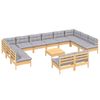 vidaXL 13-tlg. Garten-Lounge-Set mit Grauen Kissen Kiefer Massivholz