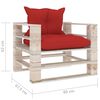 vidaXL Outdoor-Sofa Paletten mit Kissen in Rot Kiefernholz