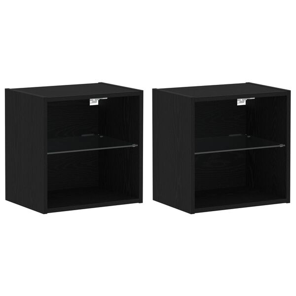 vidaXL Schwebendes Regal 2 pcs Schwarz 40 x 28,5 x 40 cm Holzwerkstoff