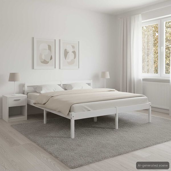 vidaXL Massivholzbett Weiß Kiefer 160x200 cm