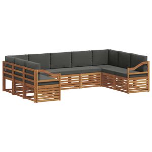vidaXL Ecksofa Set mit Kissen 9 pcs Natur und Anthrazit