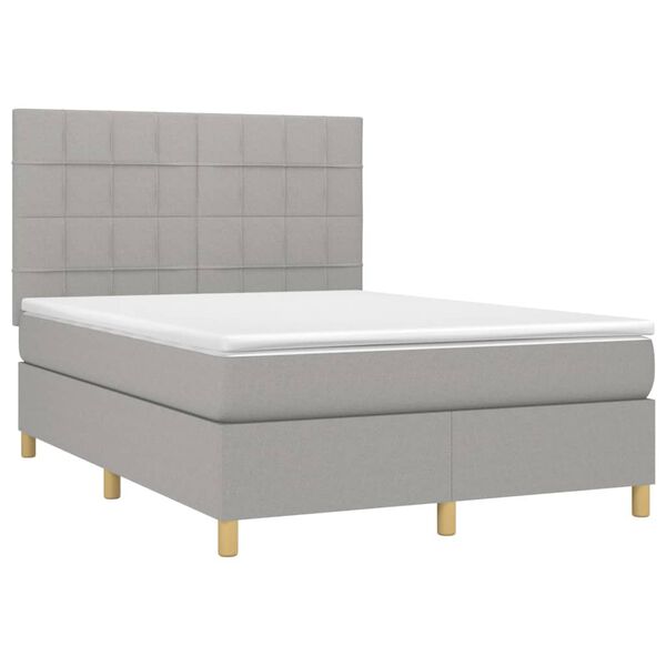 vidaXL Boxspringbett mit Matratze Hellgrau 140x200 cm Stoff
