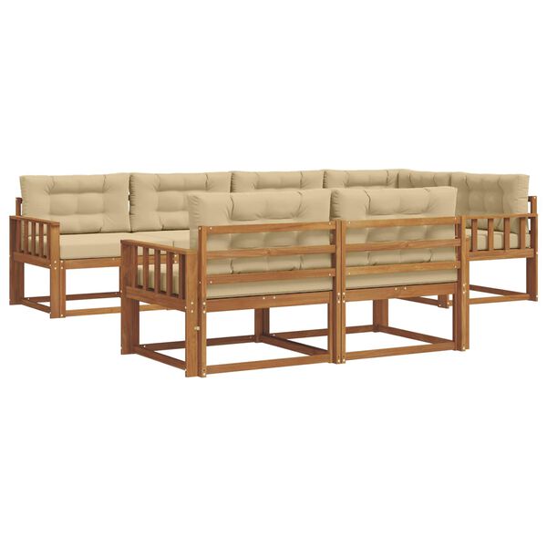 vidaXL Outdoor-Sofagarnitur mit Kissen 7 pcs Natur und Beige
