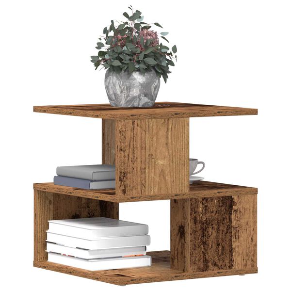vidaXL Beistelltisch mit Regal Altholz 30 x 30 x 55 cm Holzwerkstoff