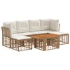 vidaXL Gartensofa-set 7 stk. Nat&uuml;rlich und Cremwei&szlig; Poly-Rattan