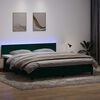 vidaXL Boxspringbett mit Matratze & LED Dunkelgr&uuml;n 200x210 cm Samt