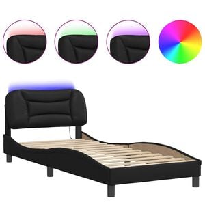 vidaXL Bettgestell mit LED ohne Matratze "Hvar" Schwarz 80x200 cm