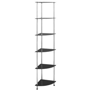 vidaXL Regal mit 6 Ablagen Schwarz 30x30x160 cm Hartglas