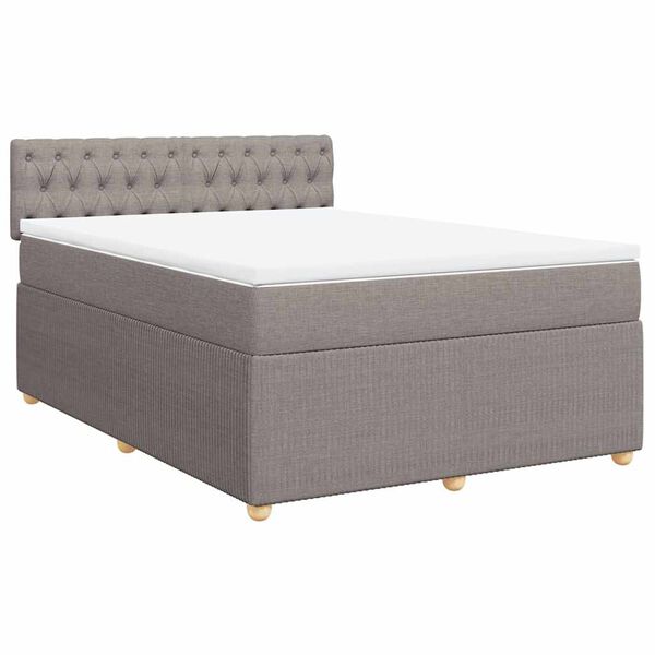 vidaXL Boxspringbett mit Matratze Taupe 160x200 cm Stoff