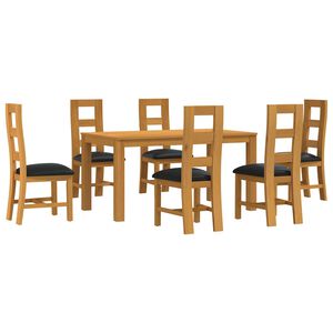 vidaXL Essgruppe 7 stk. Schwarz Massivholz Eiche