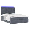 vidaXL Ottoman-Bett mit Matratzen & LEDs Dunkelgrau 140x200 cm Samt