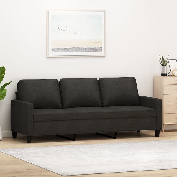 vidaXL 3-Sitzer-Sofa Schwarz 180 cm Stoff