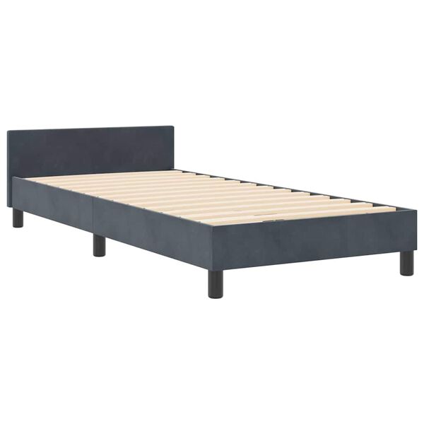 vidaXL Boxspringbett mit Kopfteil Dunkelgrau 100 x 200 cm Samt