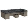 vidaXL 11-tlg. Garten-Sofagarnitur mit Kissen Grau Poly Rattan