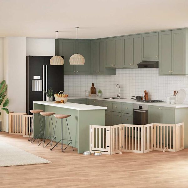 vidaXL 15-tlg. Hundetor mit T&uuml;r Faltbar 750 cm Pappelholz