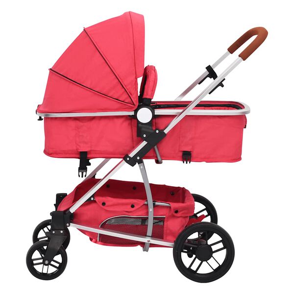 vidaXL 3-in-1-Kinderwagen Rot Aluminium