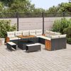 vidaXL Garten-Sofa-Set mit Kissen 13 pcs Schwarz und Creme