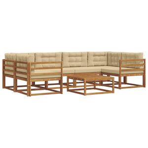 vidaXL Outdoor-Sofagarnitur mit Kissen 7 pcs Natur und Beige
