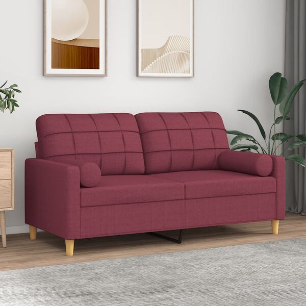 vidaXL 2-Sitzer-Sofa mit Zierkissen Weinrot 140 cm Stoff