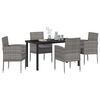 vidaXL Garten Essgruppe mit Kissen 5 pcs Grau Poly-Rattan