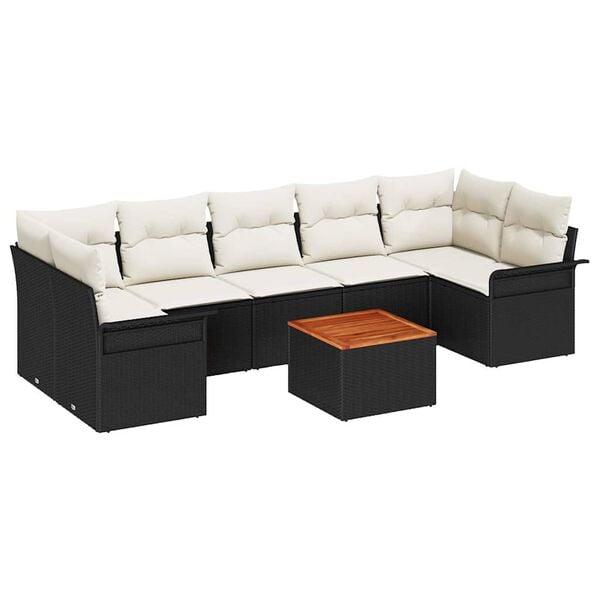 vidaXL Gartensofa-set mit Speicher 8 pcs Schwarz und Creme Poly-Rattan