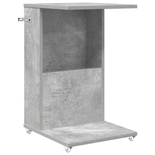 vidaXL Beistelltisch Mit Rad Beton Grau 40 x 35 x 60 cm Holzwerkstoff
