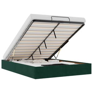 vidaXL Ottoman-Bett ohne Matratze Dunkelgr&uuml;n 140x200 cm Samt