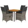 vidaXL 5-tlg. Garten-Essgruppe mit Kissen Grau Poly Rattan