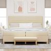 vidaXL Boxspringbett mit Matratze Creme 200 x 200 cm Stoff