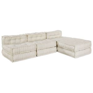 vidaXL Modulare Sofagarnitur Stoff Creme 210 x 140 x 56 cm