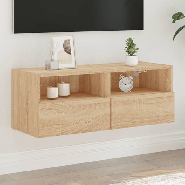 vidaXL TV-Wandschrank Sonoma-Eiche 80x30x30 cm Holzwerkstoff