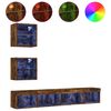 vidaXL 5-tlg. Wohnwand mit LED-Beleuchtung R&auml;uchereiche Holzwerkstoff
